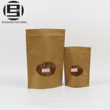 Bolsas de embalaje ziplock de papel Kraft con ventana